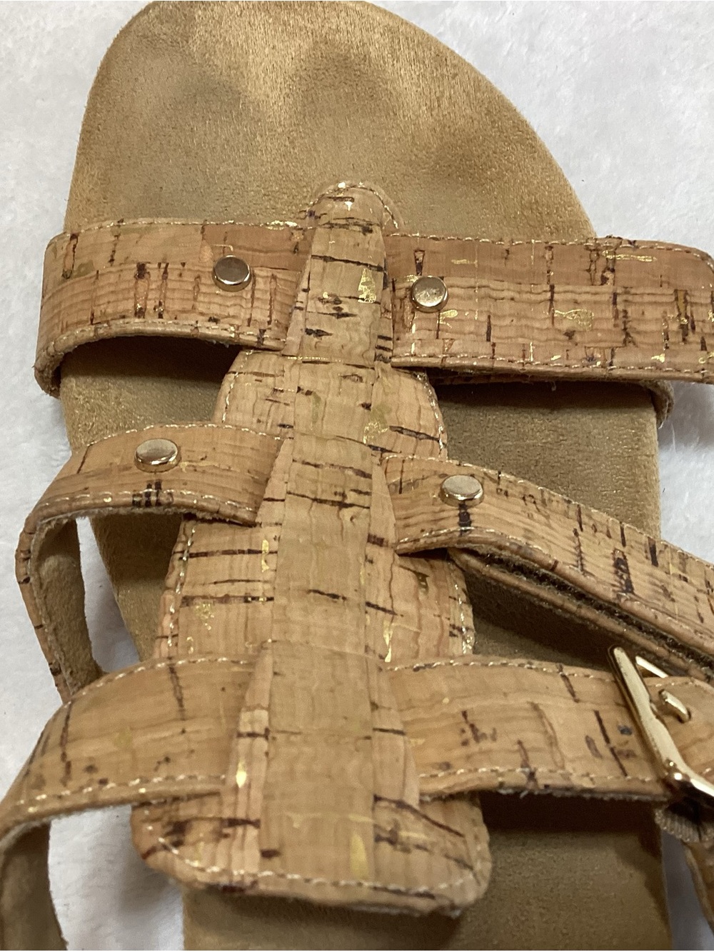Vionic Cork-Effect Triple Strap Slide Sandals in Tan (No Size-See Description) - Picture 4 of 9